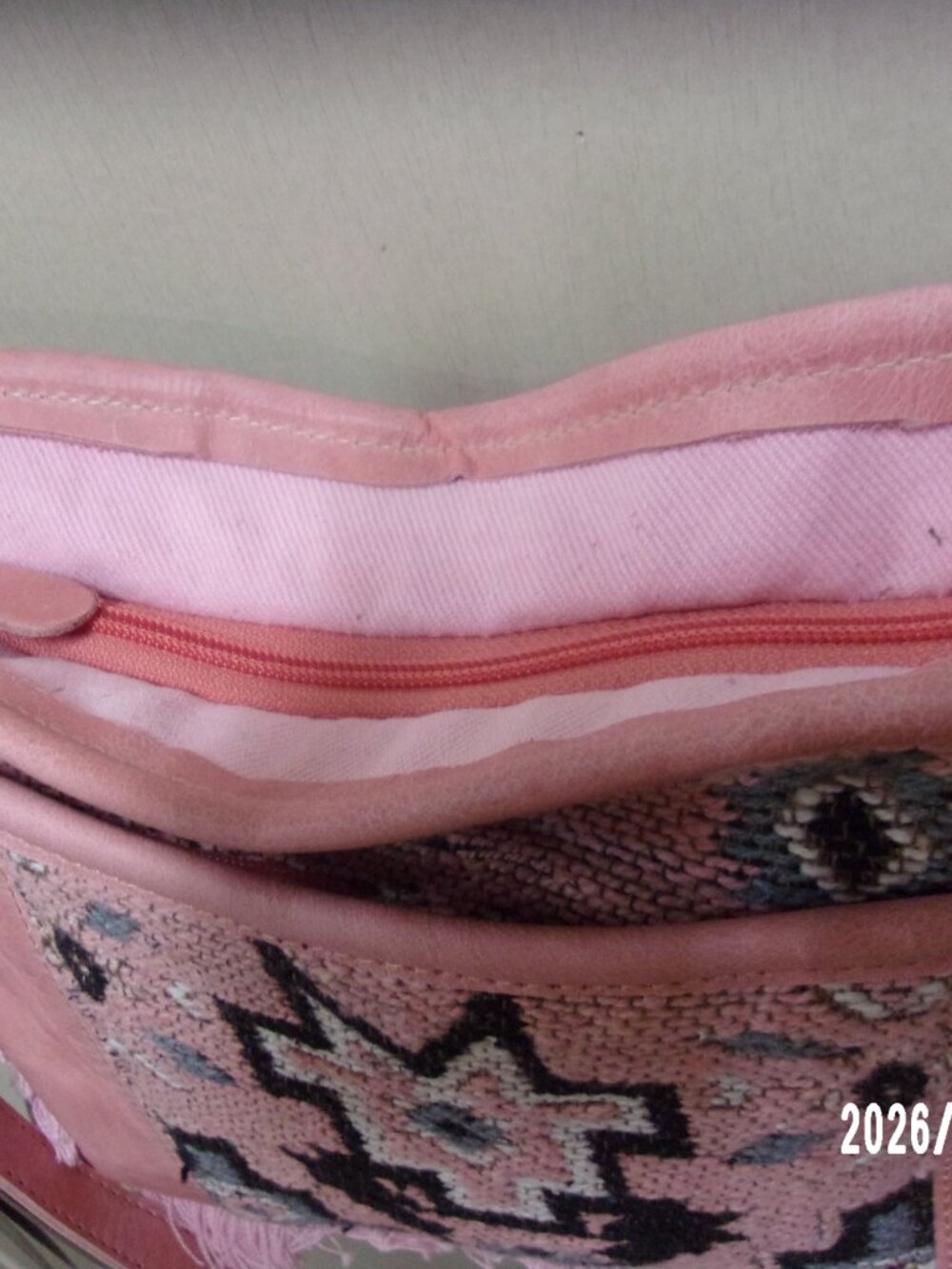 Myra Pink Tapestry & Leather Purse - Picture 7 of 10